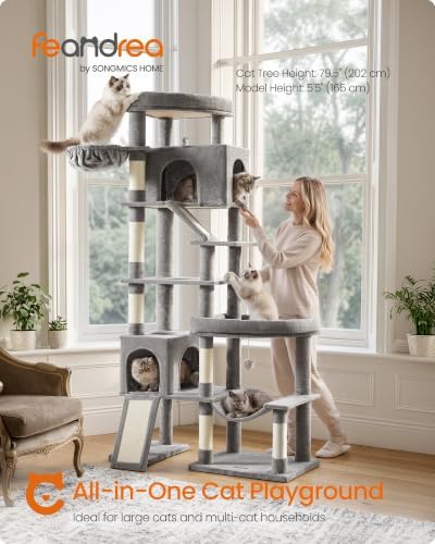 Feandrea Large Cat Tree, 79.5" Tall Sturdy Cat Tower - Image 2