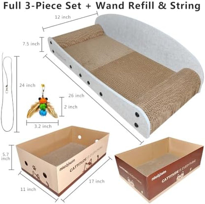 miwoowim 26" Large Cardboard Cat Scratcher Couch & Box Set - Image 2