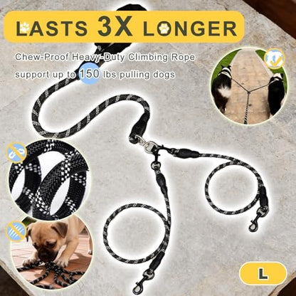Dual Dog Leash - 360° Swivel No Tangle Walking Leash, Detachable Design - Image 2