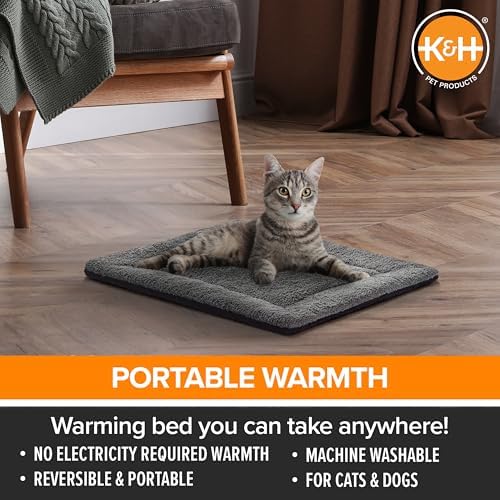 K&H Self-Warming Cat Bed Pad, Self Heating Pad, Small 21 X 17 Gray/ Black - Image 3