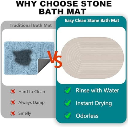 Elfcool Stone Bath Mat Diatomaceous Earth Shower Mat Non Slip Quick Dry Bath - Image 4
