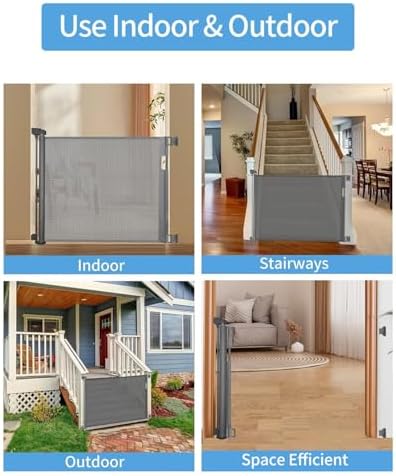 33" H Retractable Baby&Dog Gate, Fits up to 55" W, Hardware Mounted - Image 5