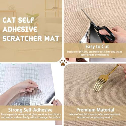 LSGCQ Cat Scratch Mat Self Adhesive Cat Scratch Furniture Protector - Image 3