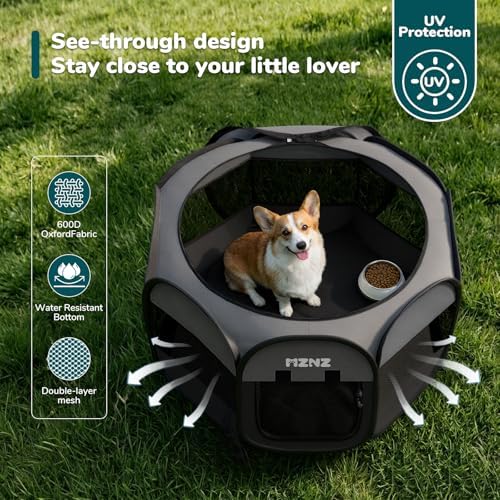 Dog Cat Small Animal Puppy Playpen Crate, Dark Grey - Image 6