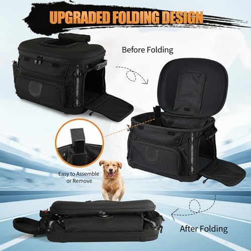 Motorcycle Dog Carrier, Foldable Cat Pet Crate Motorcycle Riding Travel Luggage - Image 2