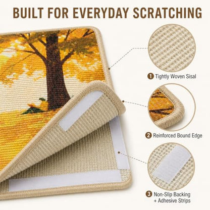 Sisal Cat Scratching Mat, Wall Mounted or Floor Scratch Pad, Non-Slip Backing - Image 4