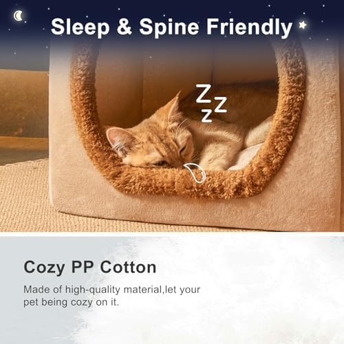 Cute Cat Beds for Indoor Cats, Foldable Cat House - Image 3