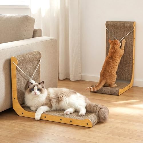 2-Pack Cat Scratching Board, 25.6'' Tall L-Shaped Cardboard Cat Scratcher - Image 6