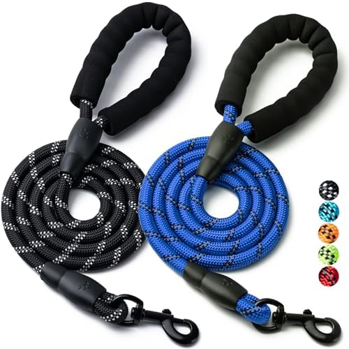 2 Pack Dog Leash, Heavy Duty Nylon Rope Pet Leashes by BOOMIBOO