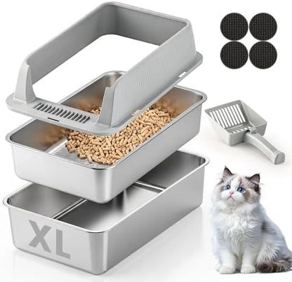 Stainless Steel Sifting Litter Box by TIUUBT