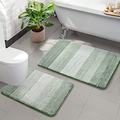 2 Piece Ombre Bath Mat Set for Bathroom, Non Slip Ultra Soft and Thick Water by KMSON