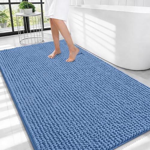 OLANLY Thick Chenille Large Bathroom Rugs Mats 44x32, Cornflower Blue by OLANLY