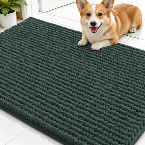 Smiry Dog Door Mat for Muddy Paws 30x20, Ultra Absorbent Chenille Doormat by Smiry