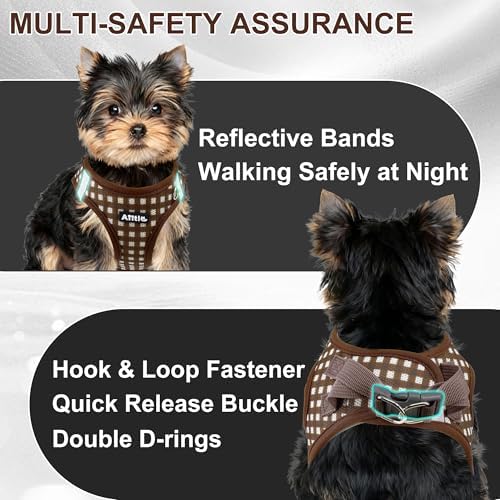AIITLE Step in Small Dog Harness and Leash Set, Pet Vest, Chocolate XS - Image 3