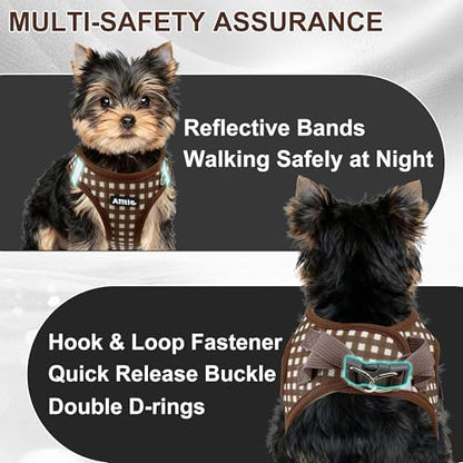 AIITLE Step in Medium Dog Harness and Leash Set, Pet Vest, Chocolate M - Image 3