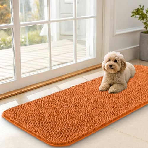 OLANLY Dog Door Mat for Muddy Paws 47x17, Super Absorbent Chenille Mud Mat by OLANLY