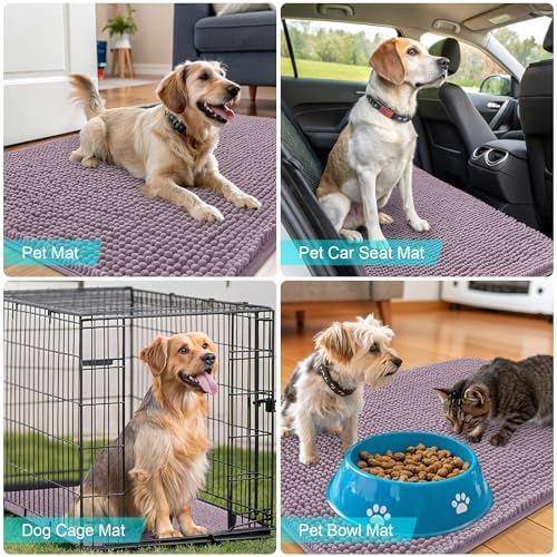 OLANLY Dog Door Mat for Muddy Paws 40x32, Super Absorbent Chenille Mud Mat - Image 7