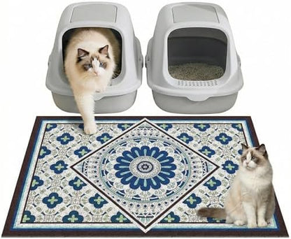 Extra Large Cat Litter Mat 30"x24", Heavy-Duty Litter Rug Catcher by BLESWIN