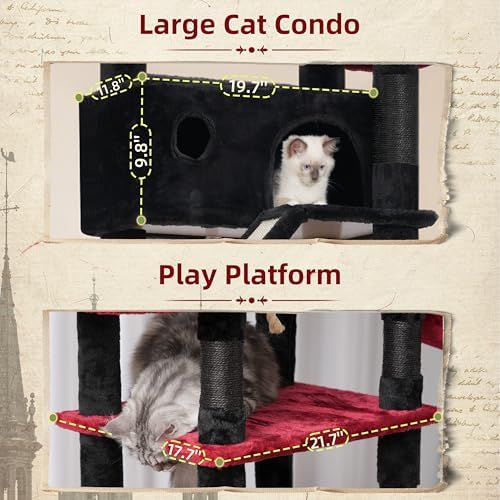 Gitelsnour Tall Cat Tree Tower for for Multiple Cats, Large Condo - Image 4