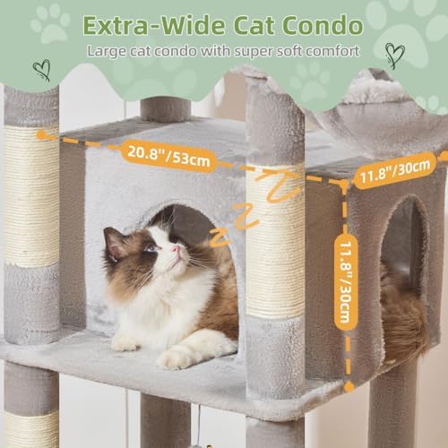 Taoqimiao Heavy-Duty Cat Tree, 71 in Cat Tower - Image 4