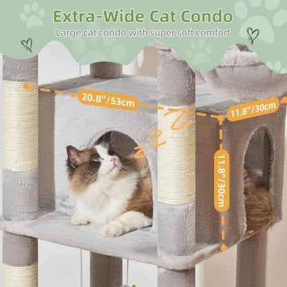 Taoqimiao Heavy-Duty Cat Tree, 71 in Cat Tower - Image 4