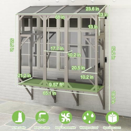 65.1" L Window Catio with 4 Jump Platforms, Mosquito-Proof Cat Window Box - Image 3