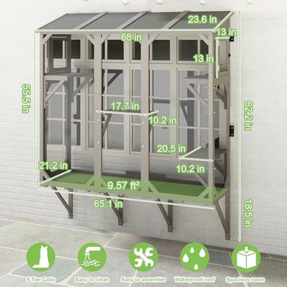 65.1" L Window Catio with 4 Jump Platforms, Mosquito-Proof Cat Window Box - Image 3