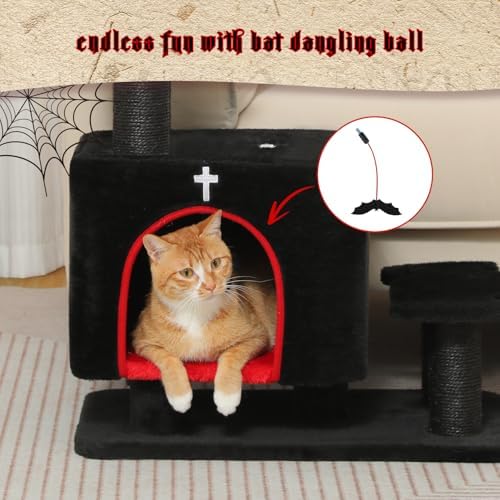 Gothic 3-in-1 Cat Stairs with Scratching Post & Condo, Pet Steps - Image 7