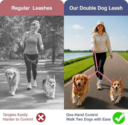 Double Dog Leash Padded Handle 360°Swivel No Tangle Dual Leash - Image 6