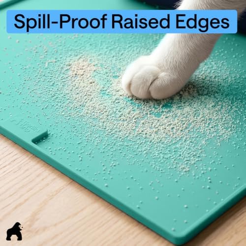 GORILLA GRIP Cat Litter Box Mat, Easy Clean Silicone Mats, 35x23 Turquoise - Image 4