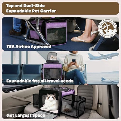 Top and 2 Sides Expandable Pet Carrier 17x11x9.5 TSA Airline Approved - Image 2