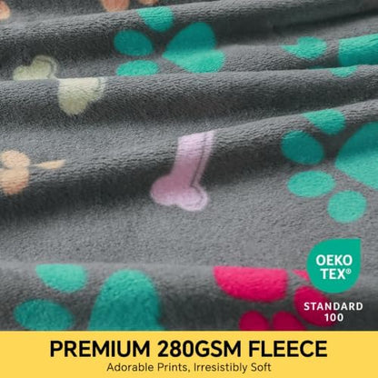 Luciphia 1 Pack 3 Blankets Fluffy Premium Fleece Pet Blanket Flannel Paw - Image 3