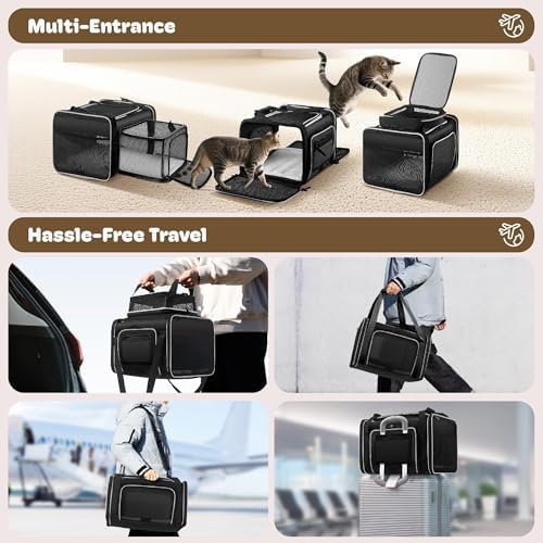 Top and 2 Sides Expandable Cat Carrier 18x11x11 TSA Airline Approved - Image 6