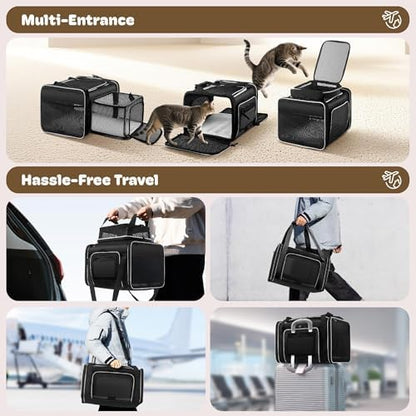 Top and 2 Sides Expandable Cat Carrier 18x11x11 TSA Airline Approved - Image 6