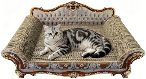 Luxury Couch Shaped Cardboard Cat Scratcher Sofa Bed, Cat Scratching Board by INRLKIT