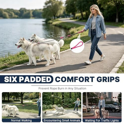 Pieviev Double Dog Leash for 2 Medium&Large Dogs, Longer Coupler, No Tangle - Image 6