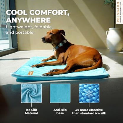 Pelsbarn Dog Cooling Mat, Ice Silk Self-Cooling Pad, Light Blue - Image 6