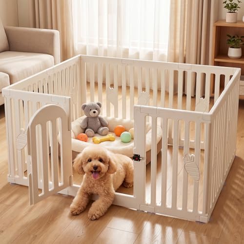 Dog Playpen Indoor with Door, 10-Panel 25.6" Tall Dog Play Pen, Easy-Assembly by Unknown
