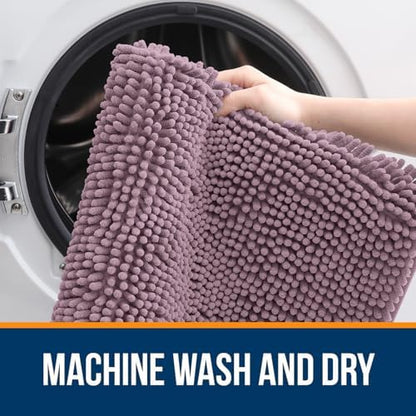 OLANLY Bathroom Runner Rugs 47x24, Extra Soft Absorbent Chenille Bath Rugs - Image 5