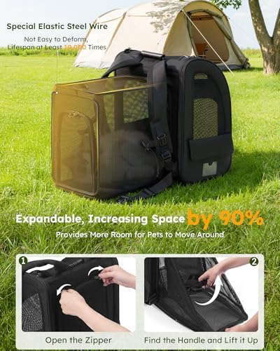 pecute Dog Backpack Expandable, Cat Carrier Backpack Breathable - Image 3