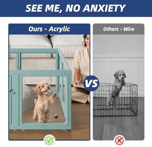 Clear Acrylic Dog Playpen Indoor Pet Pen, 8 Panels - Image 2
