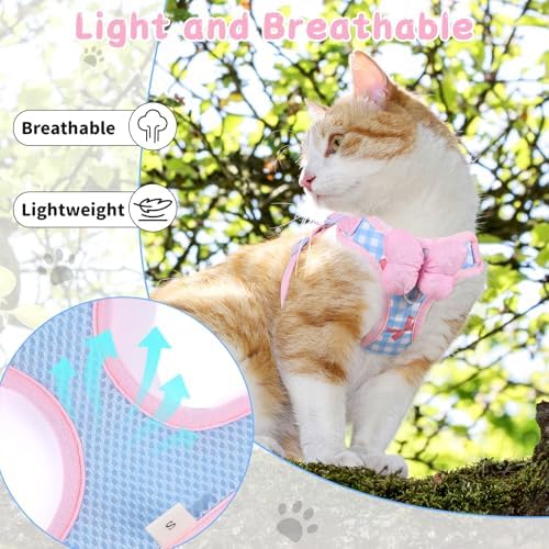 Cat Harness and Leash Set, Escape Proof Soft Vest Walk Pink Medium - Image 6