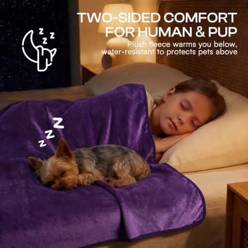 Luciphia Waterproof Pet Blanket, Washable Reversible Sherpa Fleece Throw - Image 3