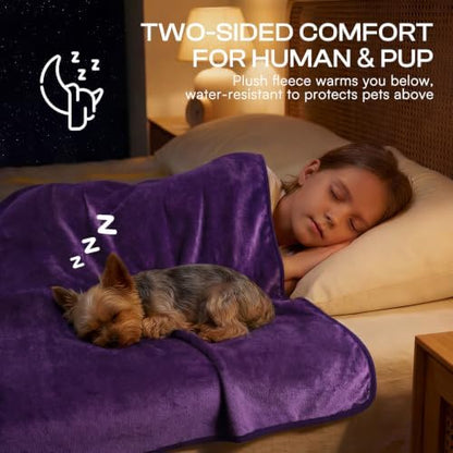 Luciphia Waterproof Pet Blanket, Washable Reversible Sherpa Fleece Throw - Image 3
