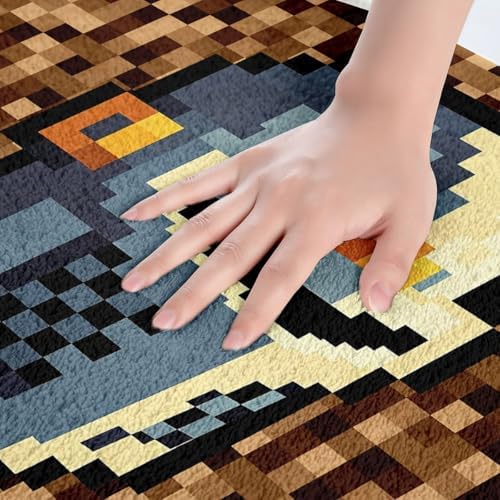 Manfei Pixel Camo Bath Mat, Pixelated Knight Helmet Print Kids Mats Rugs - Image 2