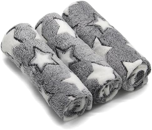 1 Pack 3 Puppy Blankets Cat Dog Blankets Super Soft Warm Sleep Mat Grey Star by SORKUT