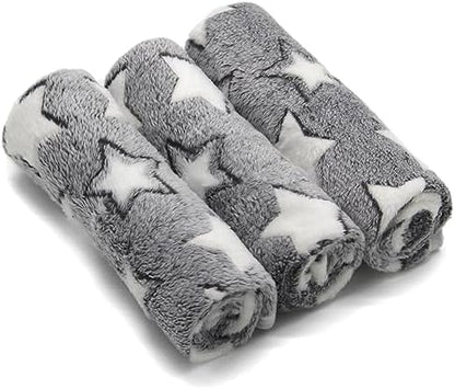 1 Pack 3 Puppy Blankets Cat Dog Blankets Super Soft Warm Sleep Mat Grey Star by SORKUT