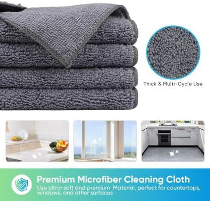 HOMEXCEL Grey Microfiber Cleaning Cloth, Microfiber Towels - Image 2