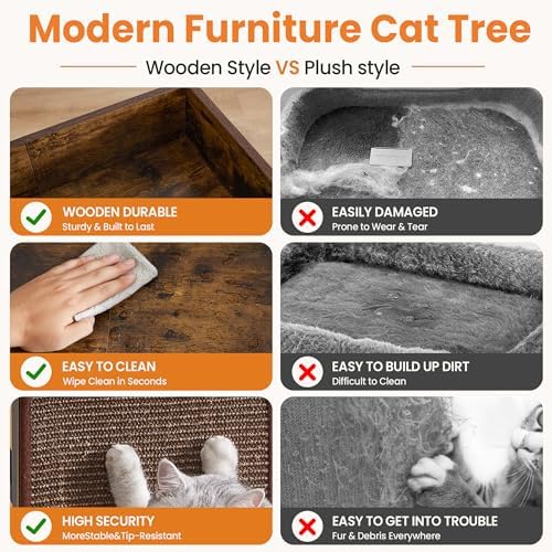 Modern Wood Cat Tree Tower for Indoor Large Adult Cats - Image 5