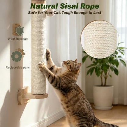 EMUST Wall Mounted Cat Scratcher 33", Sisal Kitten Scratching Post Sturdy - Image 2